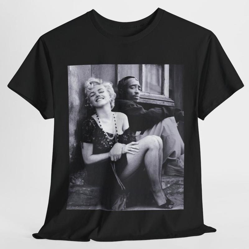 Marilyn Monroe and 2Pac Menswear cotton T-shirt Streetwear Tshirt