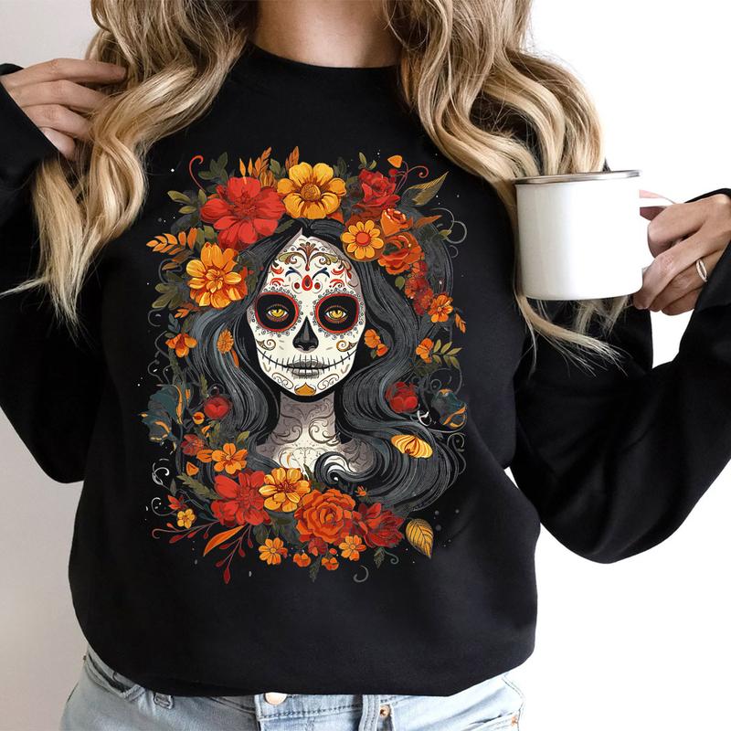 De Los Muertos La Catrina Day of the Dead Sugar Skull Women T-Shirt