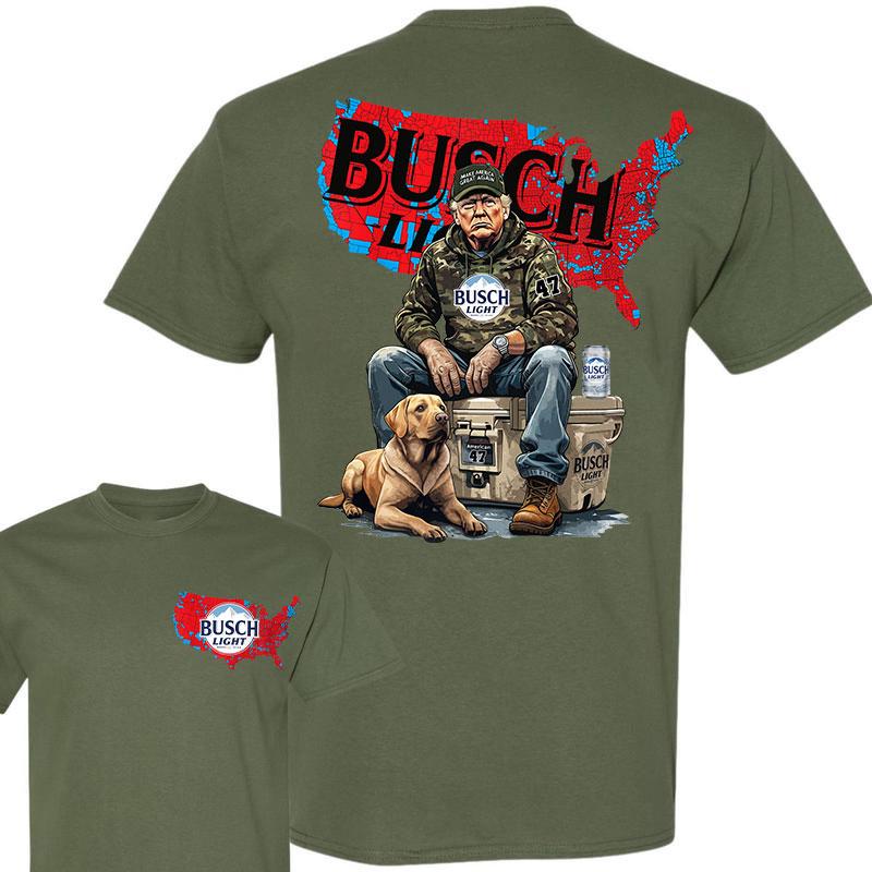 Busch Light Trump Hunting Camo Map Unisex Shirt,US Presidential Election 2024 Map Shirt, Trump won 47th president Election 2024 Shirt, Busch Light Tru