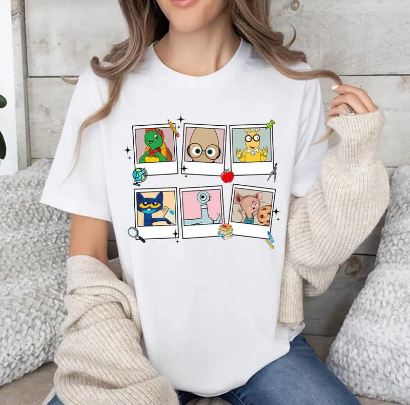 Read Children's Books Characters Polaroid Teacher Shirt, Elephant Piggie Pigeon, Teacher Life, Kindergarten Teacher, Back To School Gift