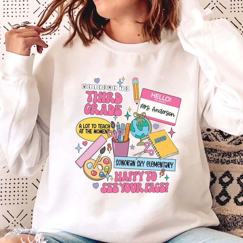 Welcome To 3rd Grade Happy To See Your Face Shirt, Happy First Day Of School 3rd Grade Teacher Shirt, Custom Name Shirt, Personalized Teacher Shirt (P