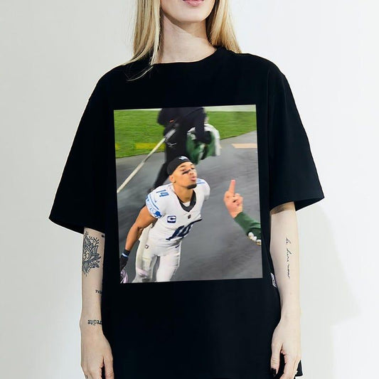 Detroit Football Amon-Ra St Brown Kiss Meme Unisex T-Shirt Cotton Fabric Fit Jersey Sleeve Top