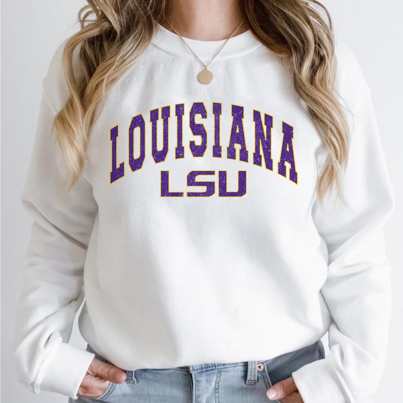 LSU Tigers Vintage Football NCAA Trendy Sweatshirt, Louisiana State University Unisex Football NCAA Shirt, Gift For Men, Gift For Girls, Crewneck, Cot