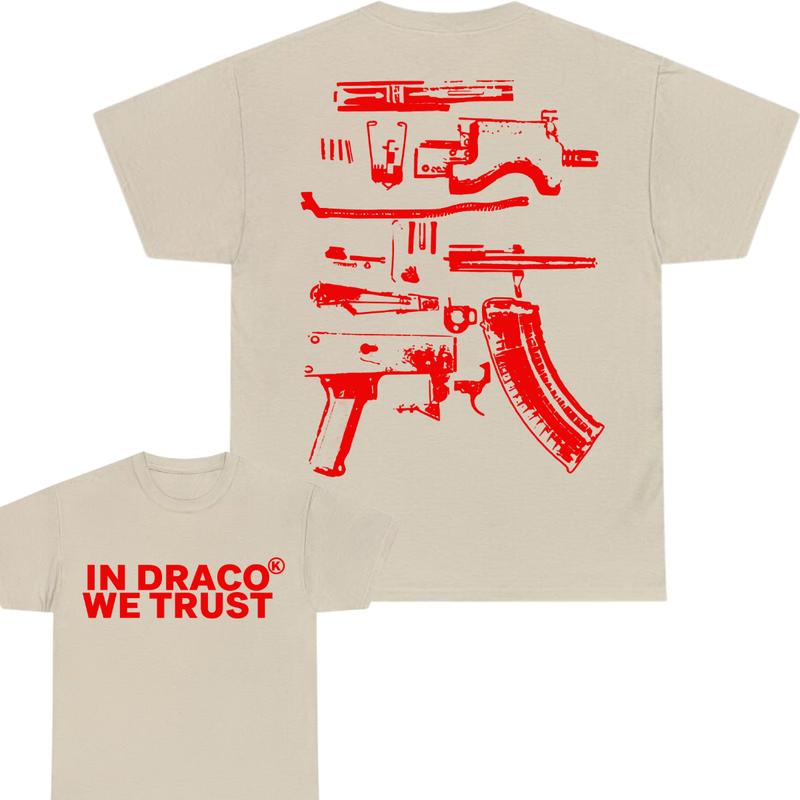 IN DRACO WE TRUST Tshirt , Design Color Red - Full Color , Double Side ,Menswear & Womenswear Tops T-shirt