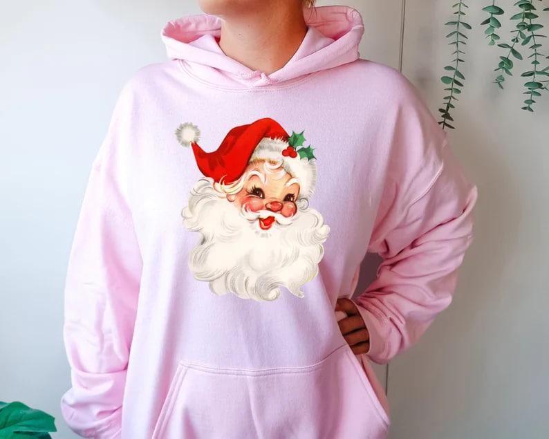 Retro Santa Sweatshirt, Vintage Santa Sweatshirt, Retro Christmas Santa, Holiday Clothing Women, Christmas Sweatshirt for Woman, Holiday