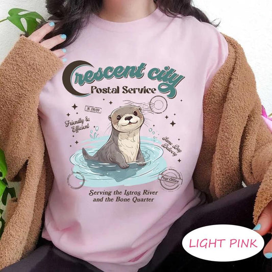 Crescent City Postal Service Shirt - Featuring Bryce Quinlan & Ruhn Danaan, Otter Service Shirt, Gift for Him, Gift for Her, Crew Neck, Trending T-shi