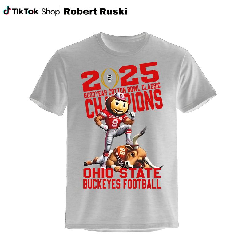 Ohio Defeat Texas Mascot Goodyear Cotton Bowl Classic Champions Bowl Games Season 2024-2025 Shirts, Shirt For Buckeye Fan