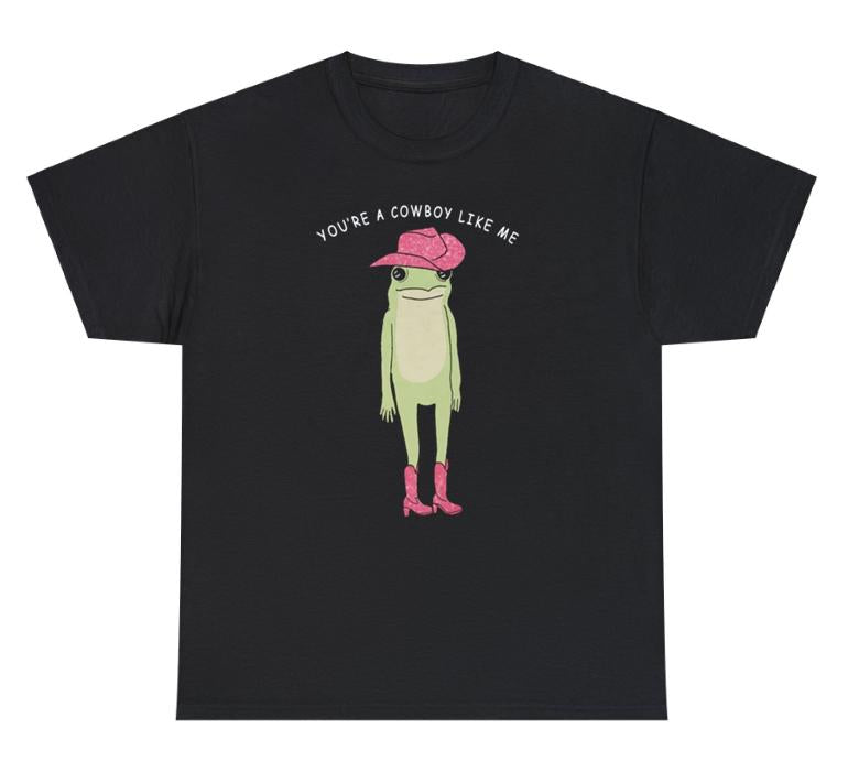 You're a cowboy like me Shirt, funny frog pink cowboy hat cowgirl tshirt, Cowboy Frog Meme, Cowboy Like Me, Cowboy Cowgirl Shirt, Cotton Fashion Women