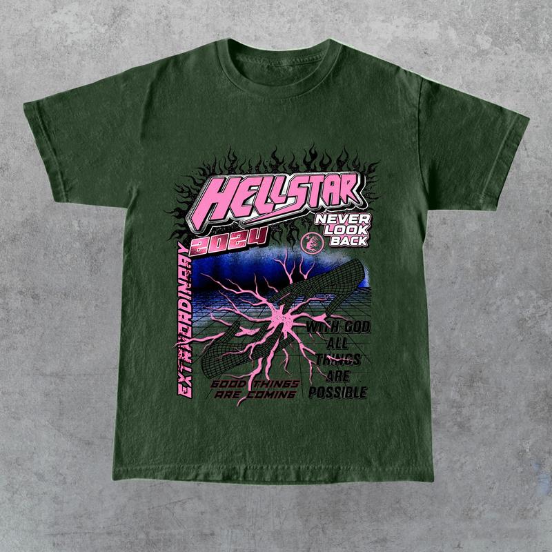 Hellstar-2024 New Large Print Pattern Design Cotton T-Shirt, Gift for Her, Gift for Him, Gift for Friend Christmas Menswear