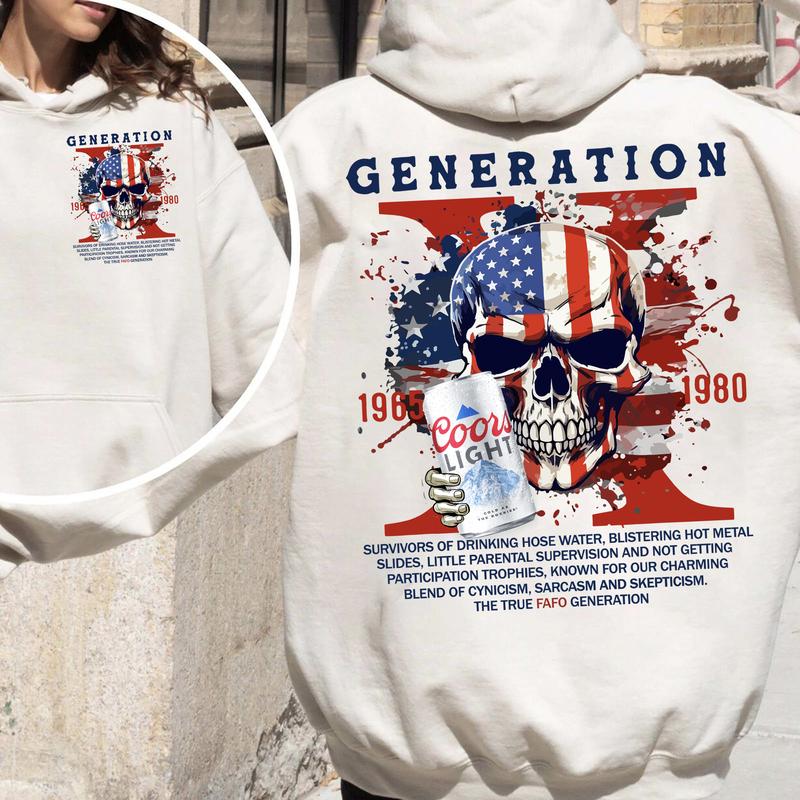 Gen X Funny Beer Shirt Generation X FAFO Two Side, Casual Gen X Humorous T-Shirt for GenX