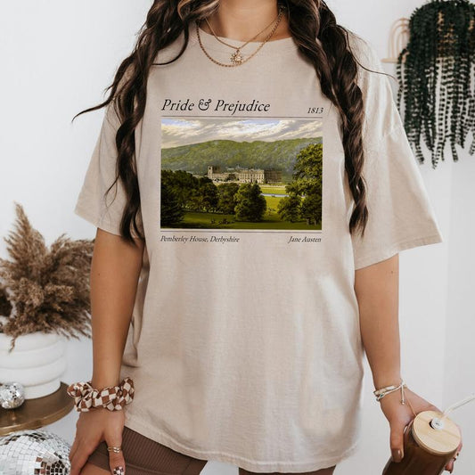 Pride and Prejudice DerbyshirePride and Prejudice sweatshirt Jane Austen Gift For Book Lover Pemberley Light Graphic Tee Casual Clothing