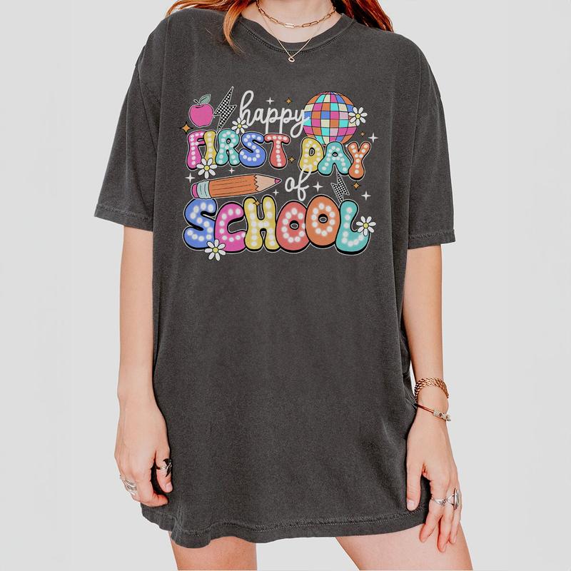 Happy First Day Of School Shirt, Teacher Women Top, Retro Teacher Back To School Tee, Funny First Day Of School Shirt, Cute Teacher T-Shirt, Teacher T