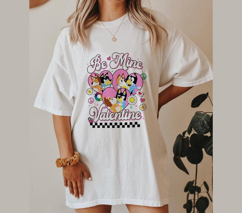 Bluey And Bingo Valentine Couple Sweatshirt, Bluey Mum Dad T-Shirt,Valentine Shirt For Mom and Dad, Be Mine Valentine Bluey Sweatshirt Bandit Heeler S