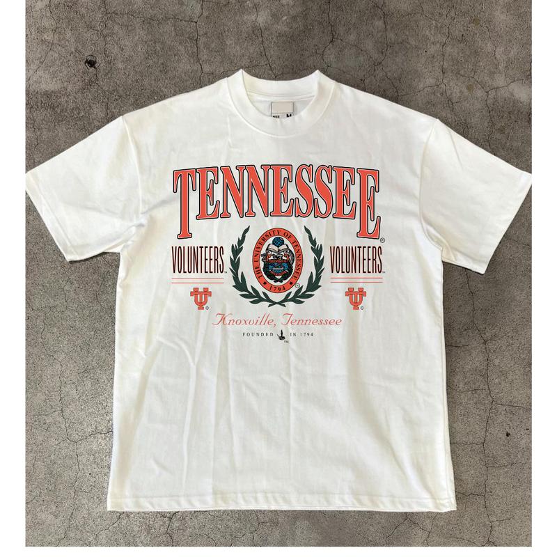 Vintage Tennesseee Volunteers T-shirt University Menswear Top Streetwear Shortsleeve Sport Basketball Football