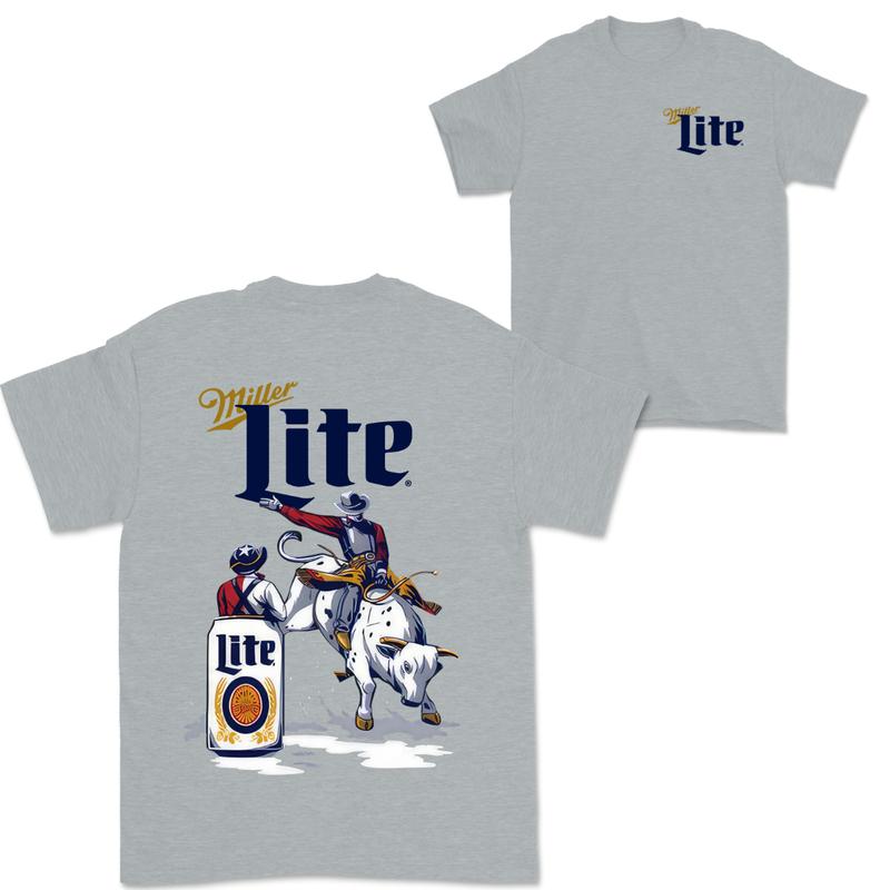 Miller Lite Beer Rodeo T-shirt, 2 Side For Men And Women
