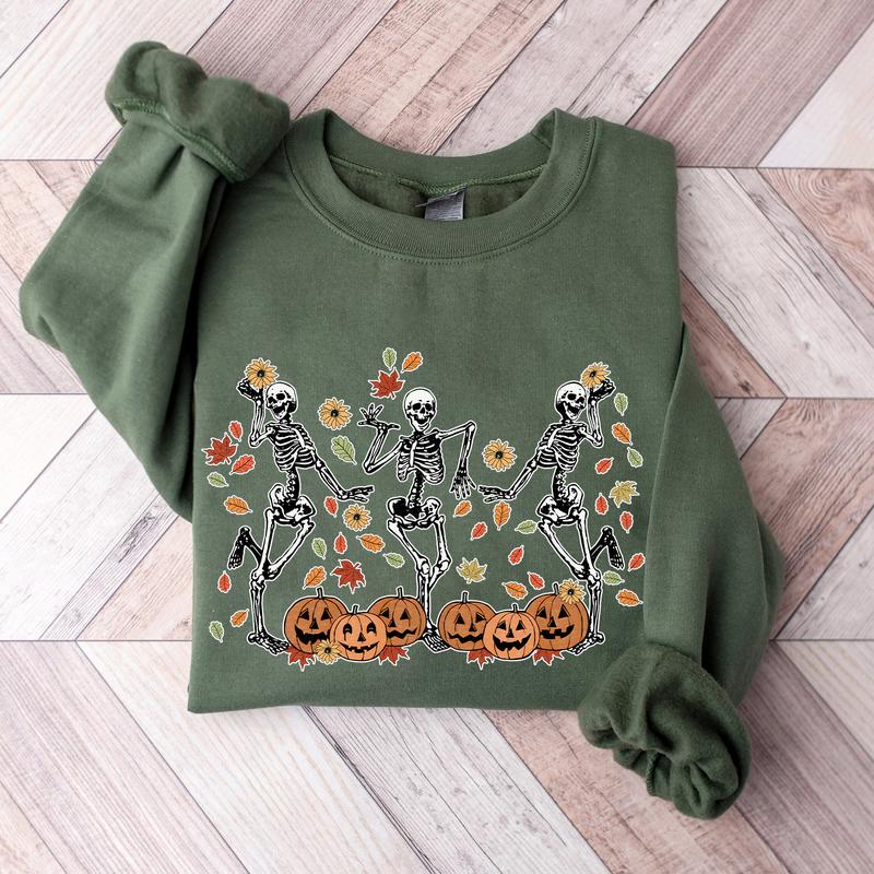 Dancing Skeleton Halloween Crewneck Sweatshirt Hoodie Tshirt, Halloween 2024 Gifts