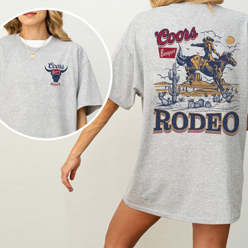 Coors Rodeo Vintage Graphic 2 Sided Shirt, Retro Rodeo T-Shirt, Wild Rodeo Yee Haw Cowboy T-shirt, Cowgirl Comfort Clothing, Cotton Fabric Tshirt, Pri