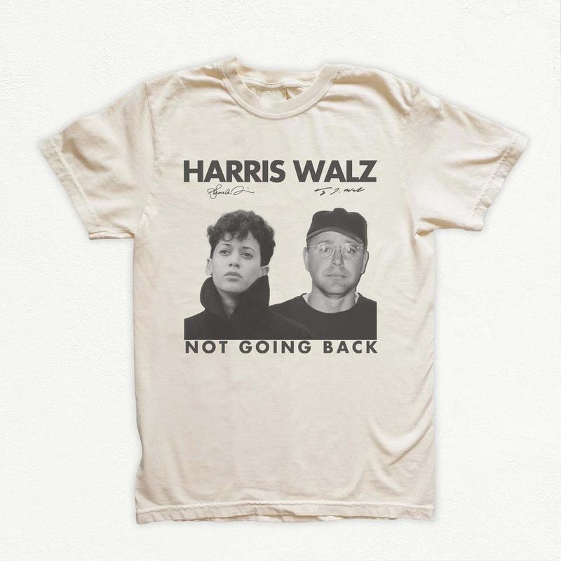 Harris Walz Not Going Back 80s Retro Photo 2024 Feminist Band TShirt, Kamala Tim Election Voting Shirt, Pro Choice Tee Gift for Democrat