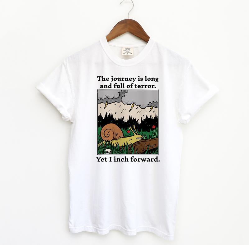 The Journey Is Long Snail Tshirt, Funny Tshirt, Comfort Colors Shirt