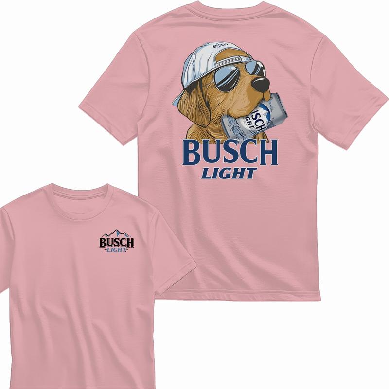 Busch Light Hunting Dog 2 Sided Cotton T-shirt for Men and Women, Tshirt Streetwear Breathable Crewneck