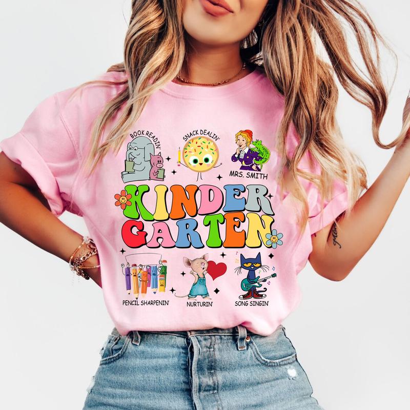 First Day of School for Teachers Children's Books Characters Shirt, Library Elephant Piggie Pigeon, Kindergarten Teacher Shirt, Back To School Gift, R