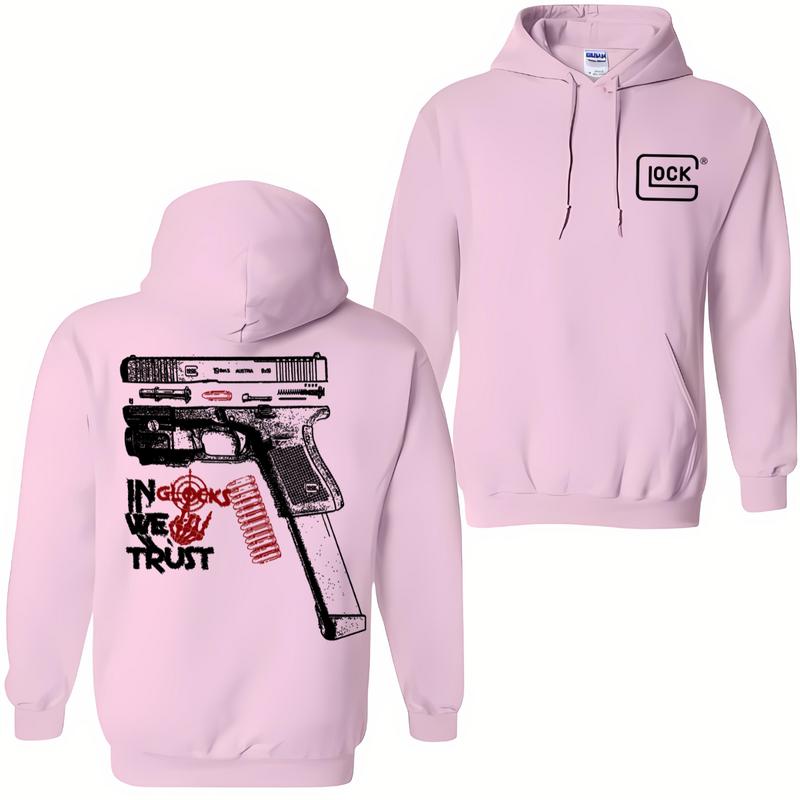 In GLock We Trust Hoodie - Glock Hoodie- Design Glock Bone Hand Double Sided - Men's & Women's Classic Fit Long Sleeve Hoodie - Menswear Casual Underw