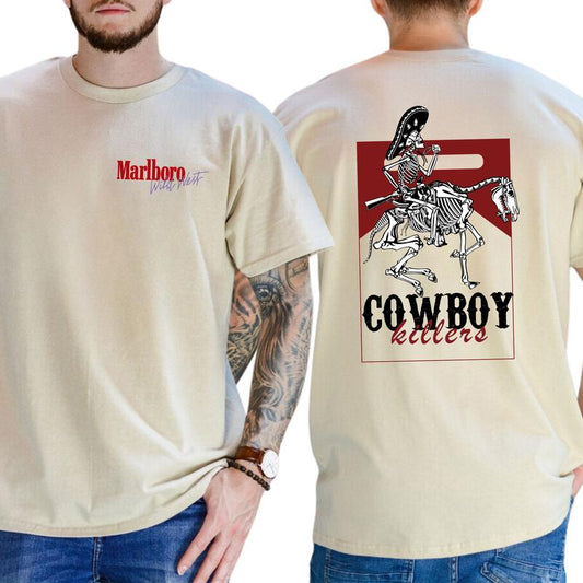Casual, 2-sided Vintage Marlboro Cowboy Wild West Shirt Country, Full Color, For Men ,Gift For men, Casual