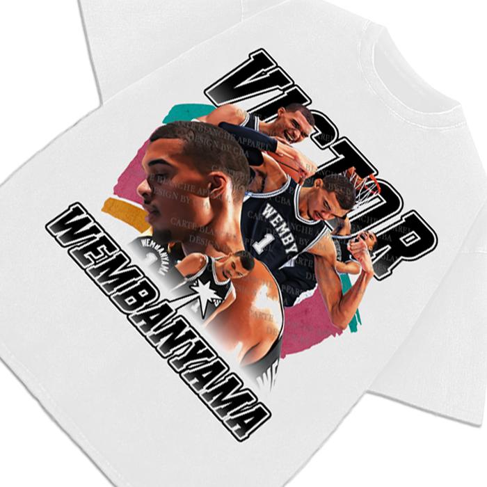 Victor Wembanyama Wemby Space Monstar Jam 90's Vintage Style Retro Custom Graphic Design T-Shirt Crewneck Cotton Menswear Top