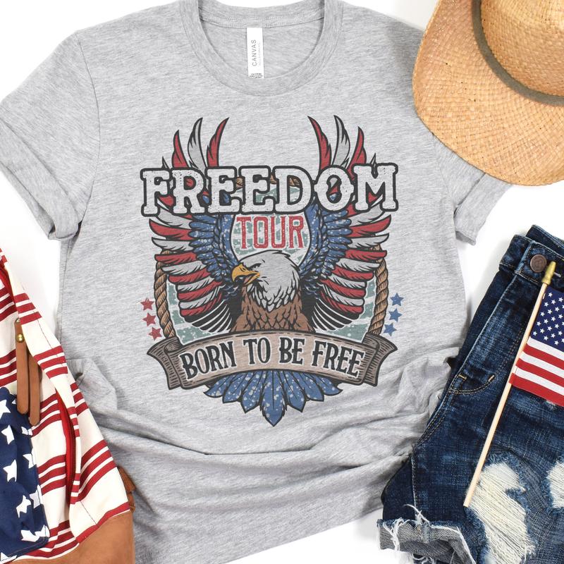 Rock N Roll Freedom Tees Rock & Roll USA Freedom Tshirts Born Free T-Shirts Freedom Rocks Patriotic Tops Freedom Tour Tees Long Live America USA Tops