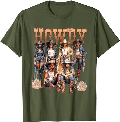 Howdy Black Cowgirl Western Rodeo Melanin History Texas T-Shirt