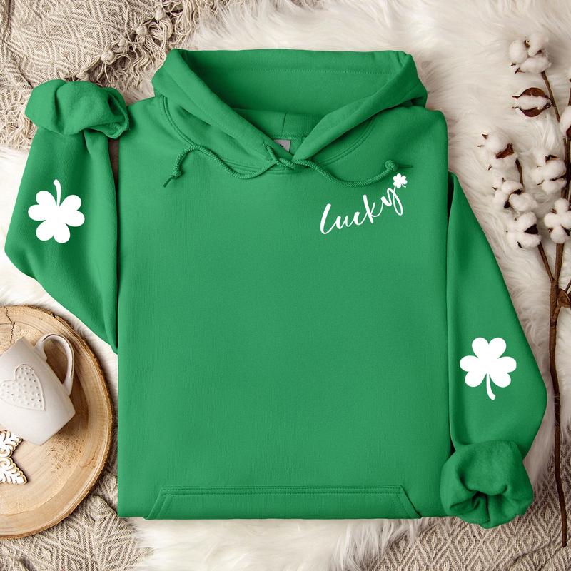 St. Patricks Day Sweatshirt for Women, Lucky Crewneck, Shamrock Elbow Sweatshirt, Armpatch Shamrock Sweatshirt, Irish Sweatshirt, St Pattys