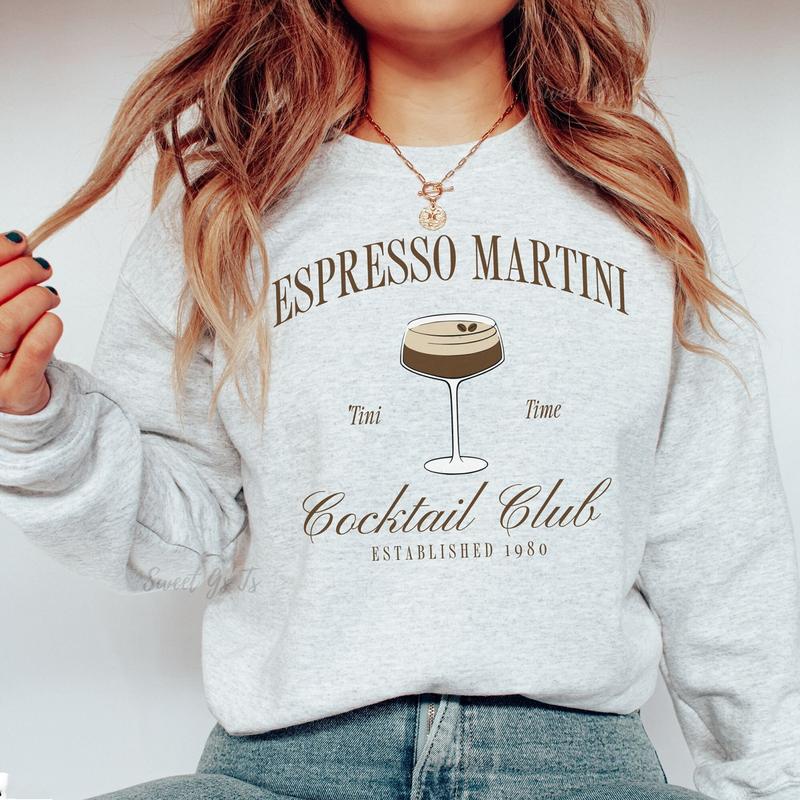 Tini Time Sweatshirt, Espresso Martini Sweatshirt, Retro Cocktail and Social Club Sweatshirt