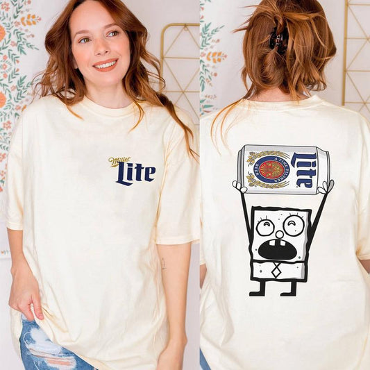 Miller Lite Drink Shirt, Doodlebob Character Movie Tshirt, Beer, Drinking Lover, Funny Shirt