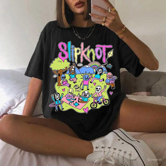 Slipknot Happy Times Playing Together T-shirt - Metal Band Shirt Cotton Graphic Tee Gift