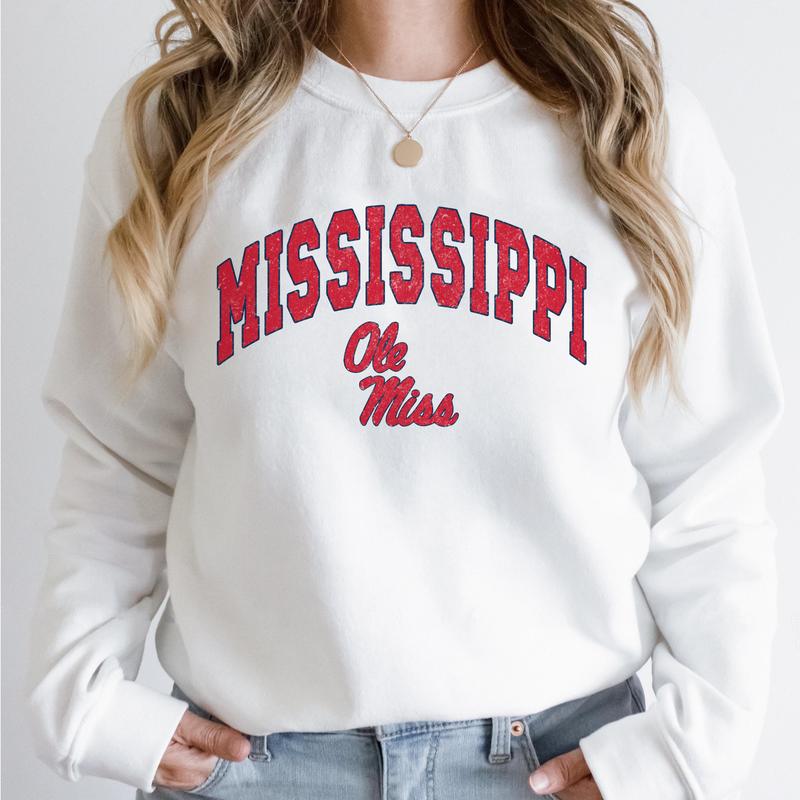 Ole Miss Rebels Vintage Football NCAA Trendy Sweatshirt, University of Mississippi Unisex Football NCAA Shirt, Gift For Men, Gift For Girls, Crewneck,