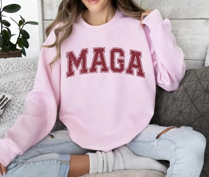 MAGA Trump for President Sweatshirt for Election 45 47 Save America Varsity Political Crewneck