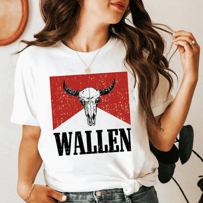 One Night At A Time Wallen Shirt, Wallen Bull Skull Shirt, Cowboy Wallen Merch, Country Music Merch Shirt, Vintage Wallen Merch T-Shirt, Clothing