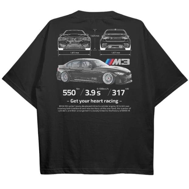 Drive in Style Car-Themed T-Shirts, F80 M3 Black T-Shirt, F80 M3 Technical Specs T-Shirt, Racing Shirt, Sport Car Shirt Menswear Top Menswear Top