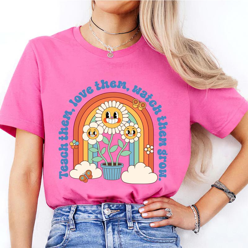 Teacher Shirt Women, Back To School Shirt Teacher, Teach Them Love Them Watch Them Grow, Retro Teacher Shirt, Retro Teacher Tee, New Teacher, Womenswe