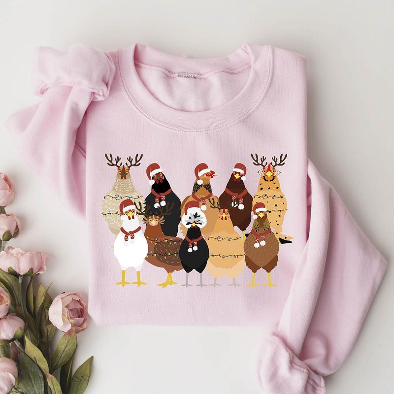 Christmas Chickens Crewneck Sweatshirt, Hoodie, T-shirt