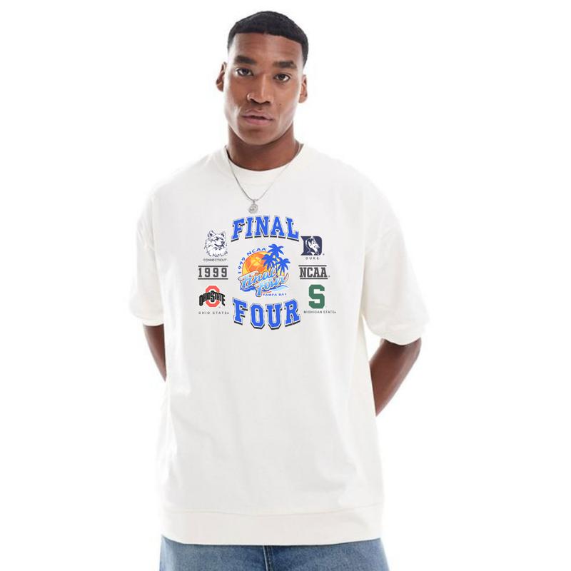 Vintage NCAA Final Four 1999 Duke Ohio State Michigan Connecticut T-Shirt Cotton Short-sleeve Retro Streetwear Tshirt Menswear Top