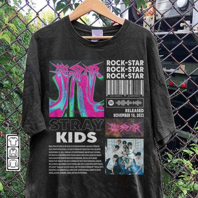 Stray Kids Kpop Merch Shirt, Stray Kids ROCK-STAR Album 90s Tee, Bts Kpop Gift Bootleg Inspired Sweatshirt PTP 2311M - Unisex T-Shirt, Long Tee, Hoodi