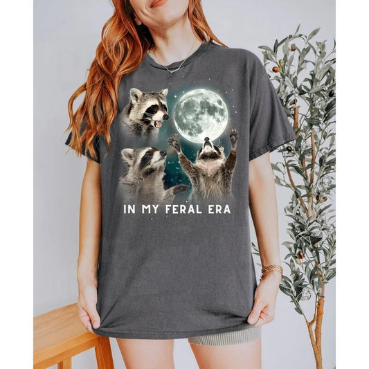 In My Feral Era Racoons Howling At The Moon T-shirt, Feral Moms Build Character Shirt, Racoon Lover Gift Idea for Feral Mom