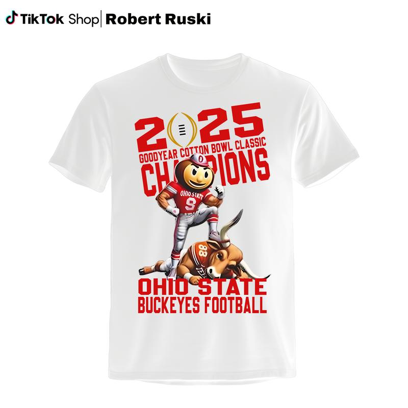 Ohio Defeat Texas Mascot Goodyear Cotton Bowl Classic Champions Bowl Games Season 2024-2025 Shirts, Shirt For Buckeye Fan
