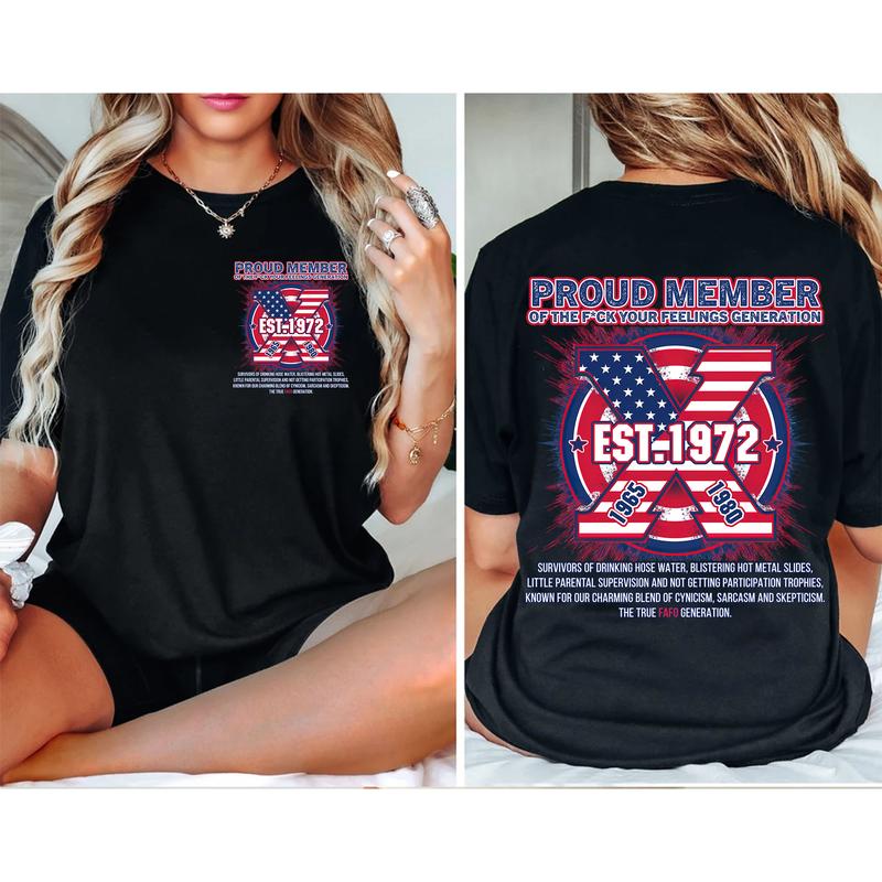 Custom Year FAFO Proud Member Gen X 2 Side T-shirt, 1965-1980 Hose Water Metal Gen X Shirt, Proud Member Flag Generation Shirt