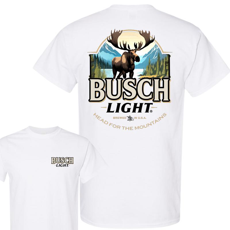 Busch Light Moose Head for the Mountains T-Shirt, Hunting T-Shirt, Full Color T-Shirt, For Men, For Women