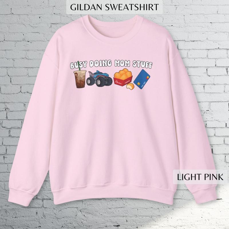 Busy Doing Mom Stuff, Iced Coffee Crewneck Sweatshirt, Unisex T-shirt - Universal Appeal Garments - Find Your Look - Color Choices for You - Mix and M