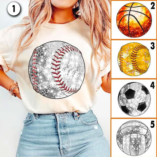 Bundle Graphic Printed Sport Game Day Shirt, Sports Coquette Bow, Disco Ball, Basketball, Softball, Baseball, School Team, Full Sizes, Full Colors, Co
