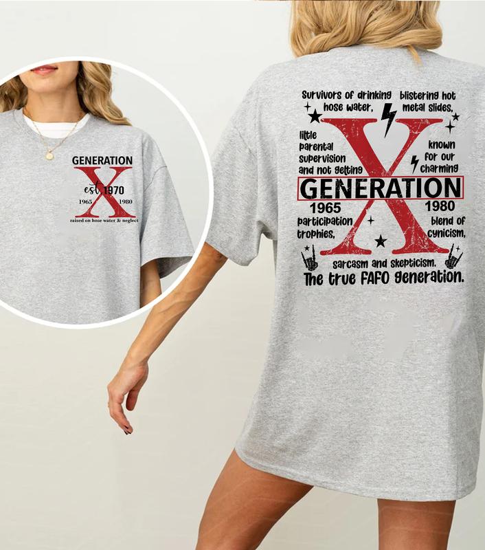 Generation X Humor Style Raised On Hose Water And Neglect Gen X T-Shirt, Funny Vintage Sarcasm Shirts For GenX