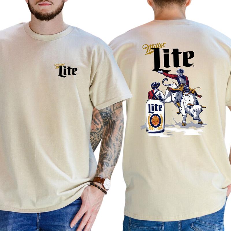 Mens Milller Litee Beer Rodeo T-shirt  Fashion For Every Tshirt, Gift For Men, Love, Athletic, Casual Menswear, Classic Cotton Top, Soft Fabric Shorts